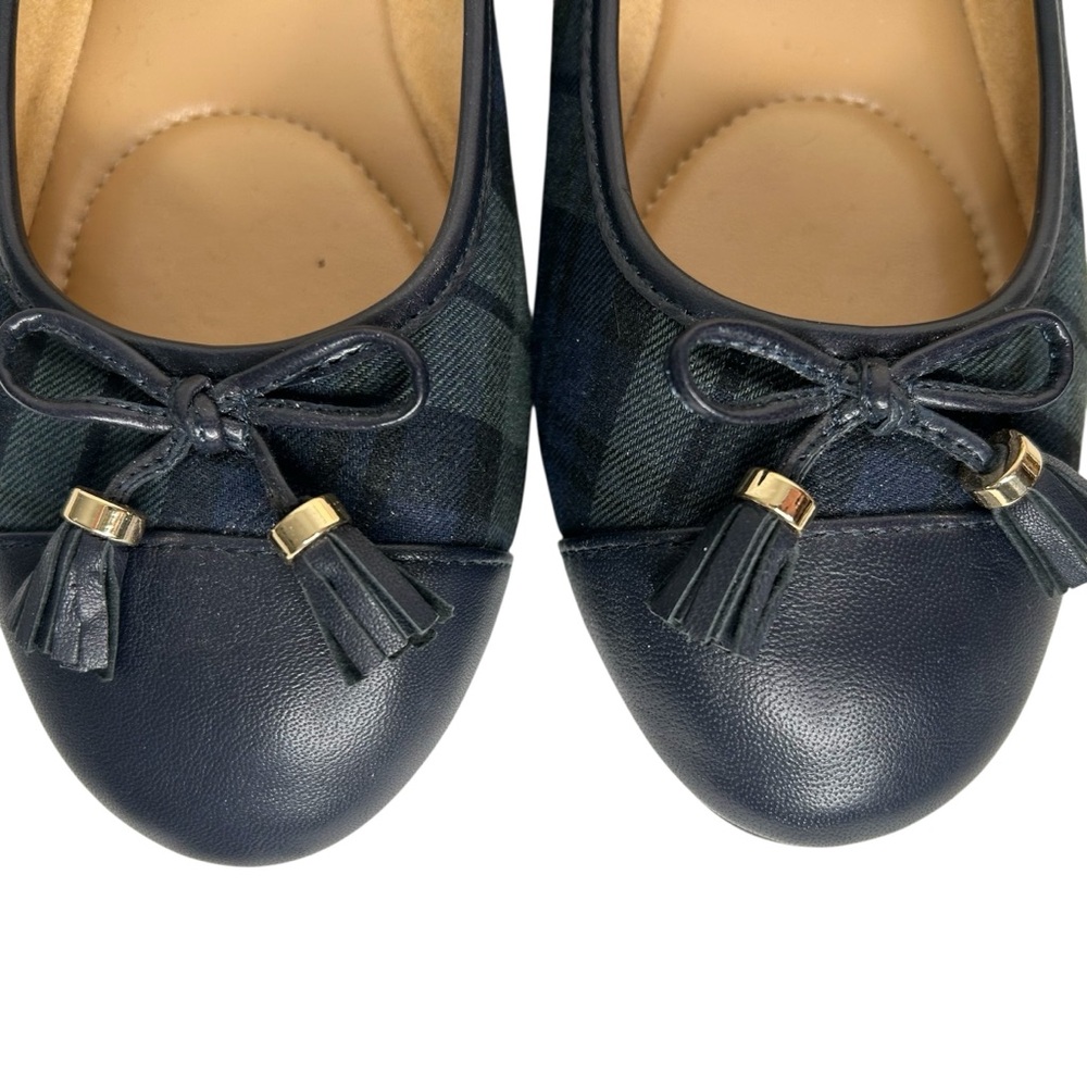 Talbots Women's Penelope Black Watch Navy/Green Plaid Tassel Ballet Flats Sz 7 - Picture 2 of 11
